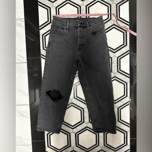 Express Cropped Button Fly Black Jeans Petite Short 2